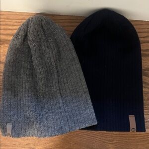 Gray and navy blue Knit Beanies